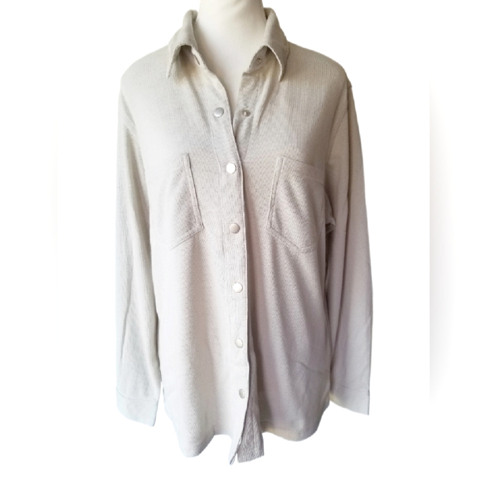 NWT Avenue Blues Women Y2K Retro Lightweight Waffled Casual Snap Up Shirt 14/16